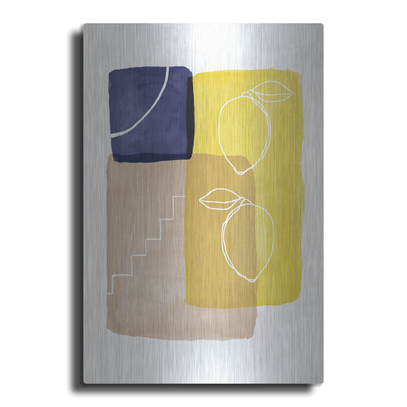 'Lemon Pop Line Art 2' by Linda Woods – Metal Wall Art
