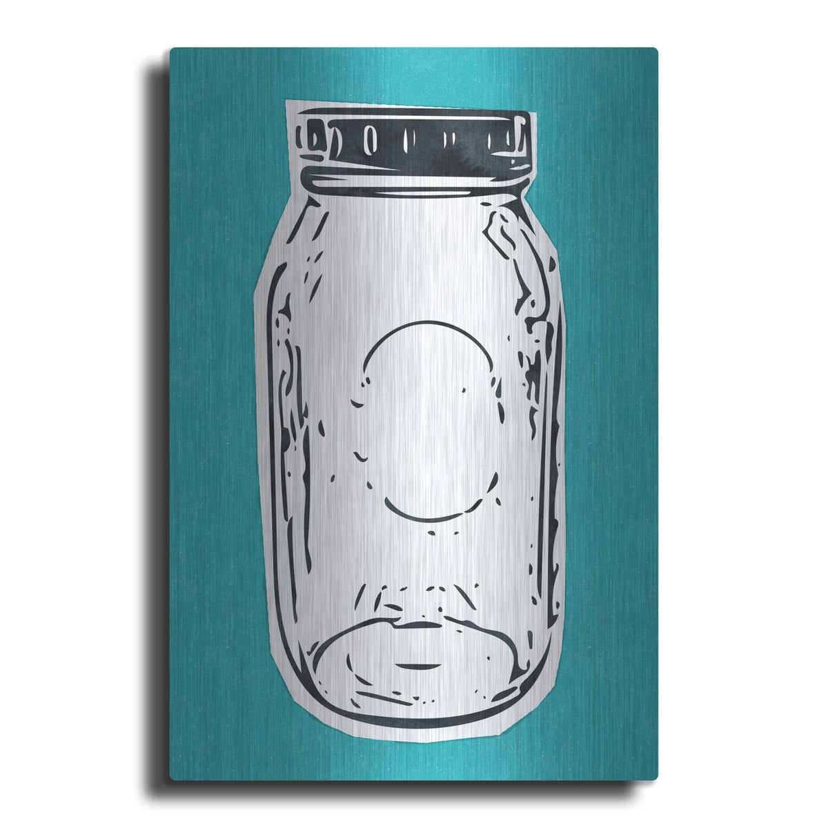 'Pop Art Mason Jar Blue' by Linda Woods – Metal Wall Art
