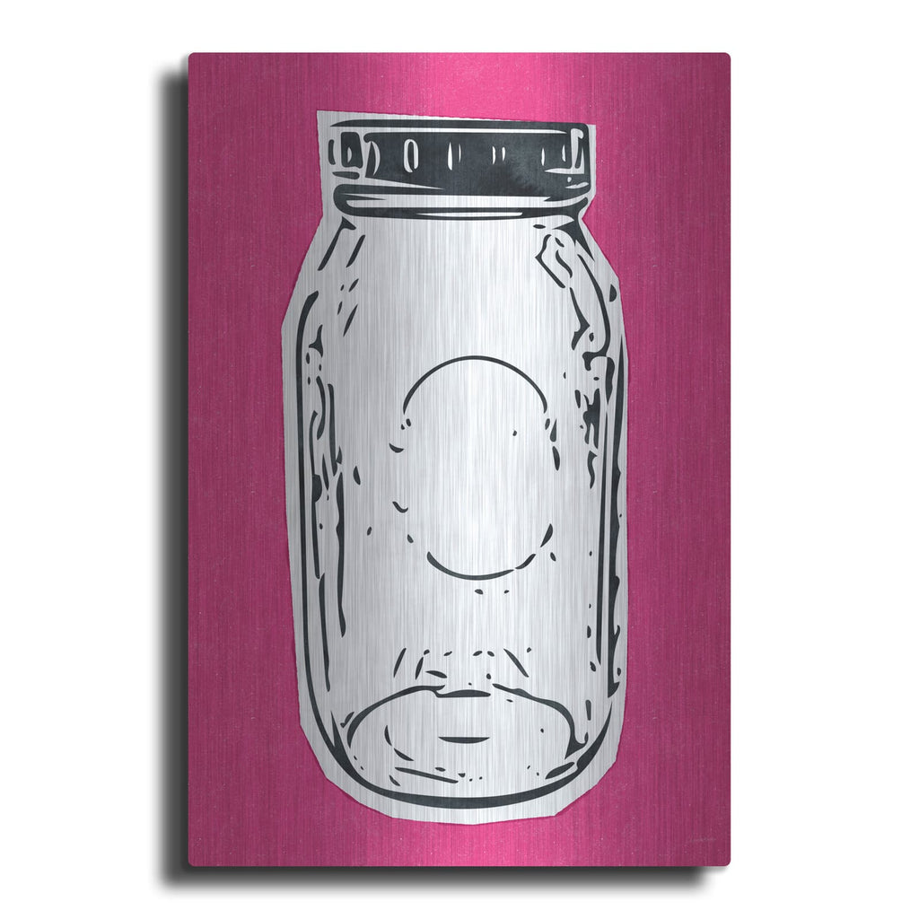 'Pop Art Mason Jar Hot Pink' by Linda Woods – Metal Wall Art