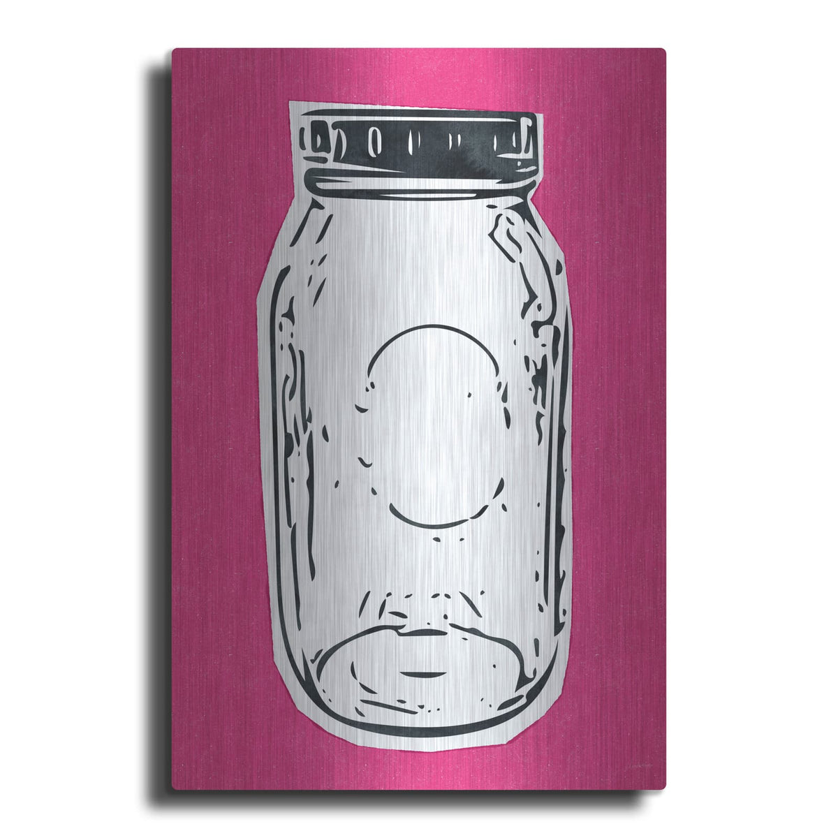 'Pop Art Mason Jar Hot Pink' by Linda Woods – Metal Wall Art