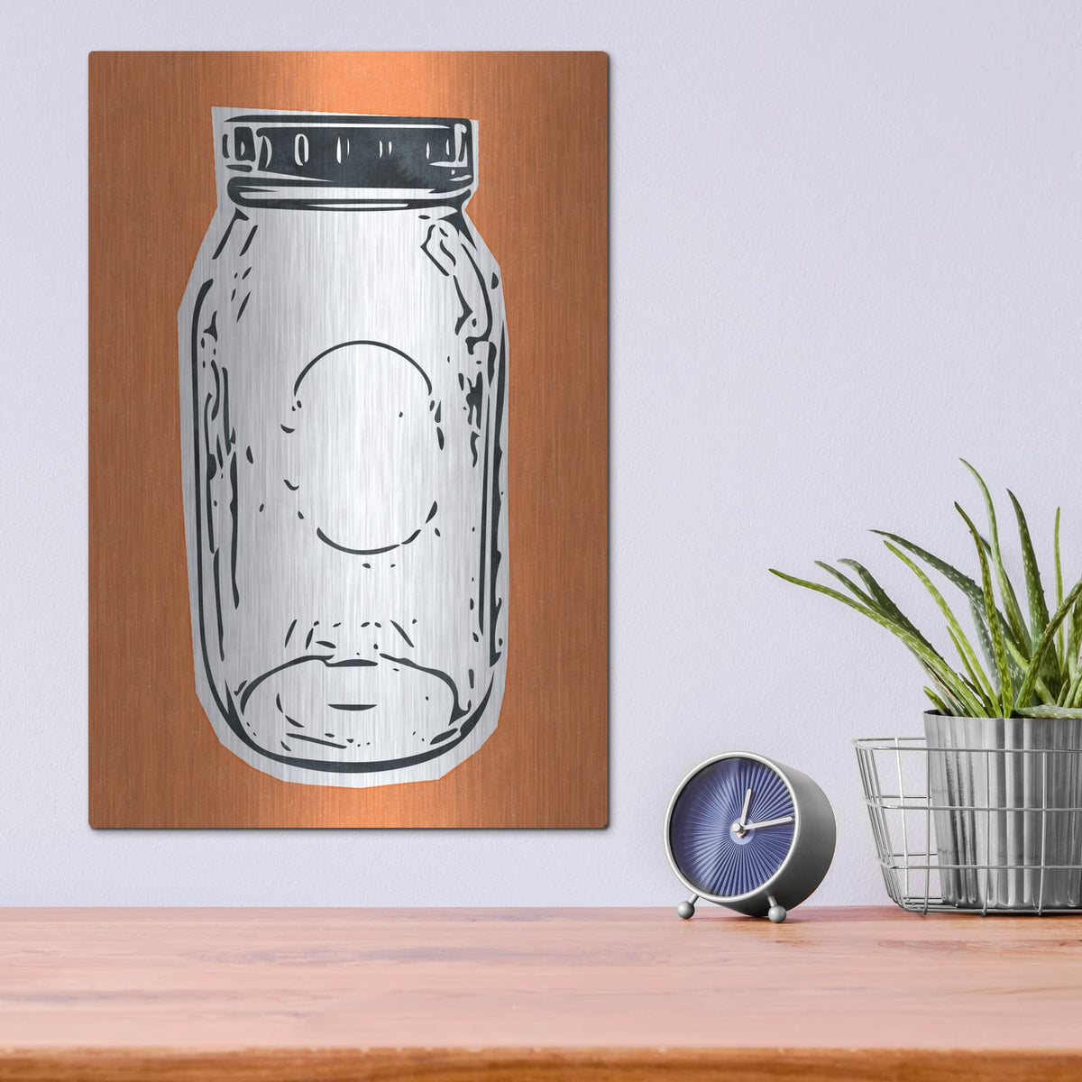 'Pop Art Mason Jar Orange' by Linda Woods – Metal Wall Art, 12x16 room view