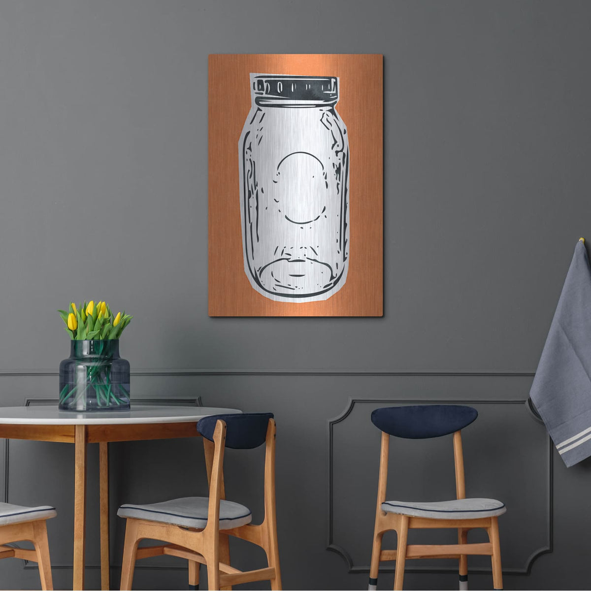 'Pop Art Mason Jar Orange' by Linda Woods – Metal Wall Art, 24x36 room view