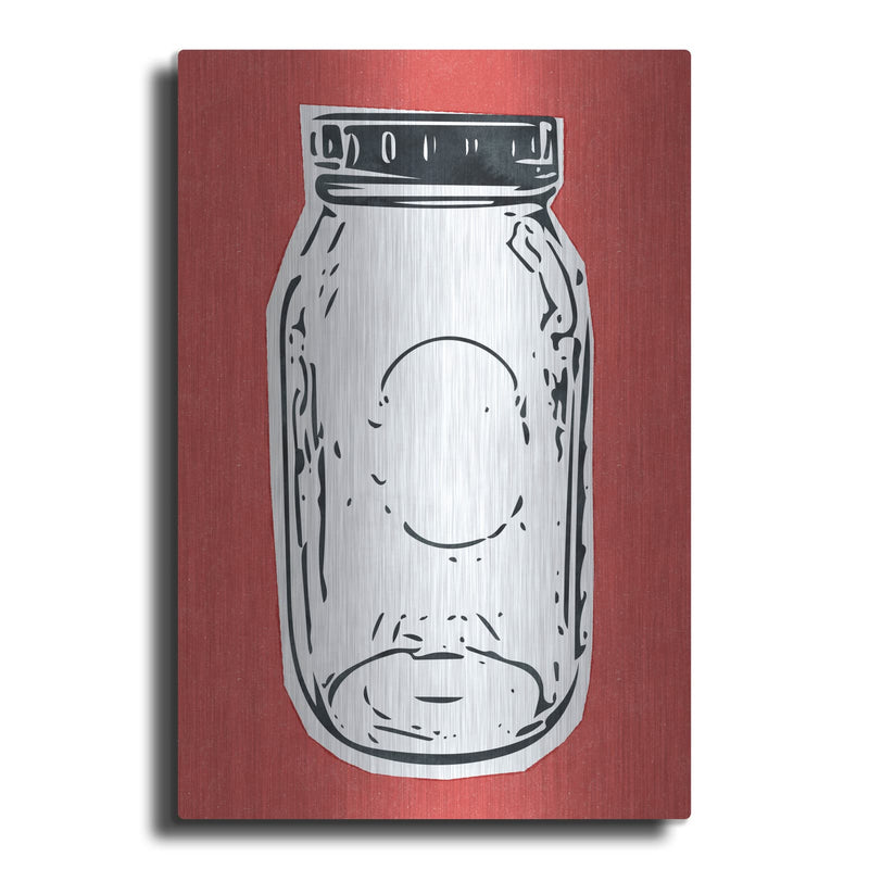 'Pop Art Mason Jar Red' by Linda Woods – Metal Wall Art