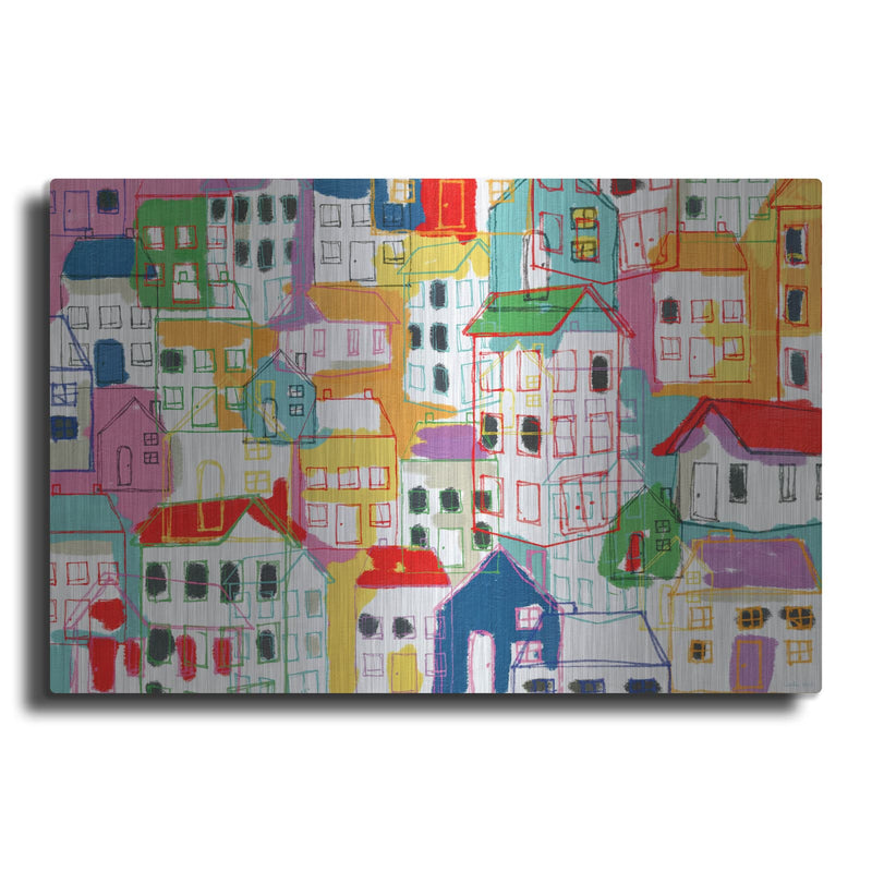 'Vibrant Village' by Linda Woods – Metal Wall Art