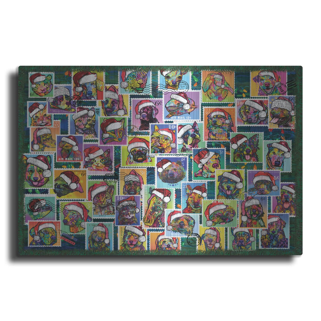 'Santa Hat Animal Stamps' by Dean Russo – Metal Wall Art