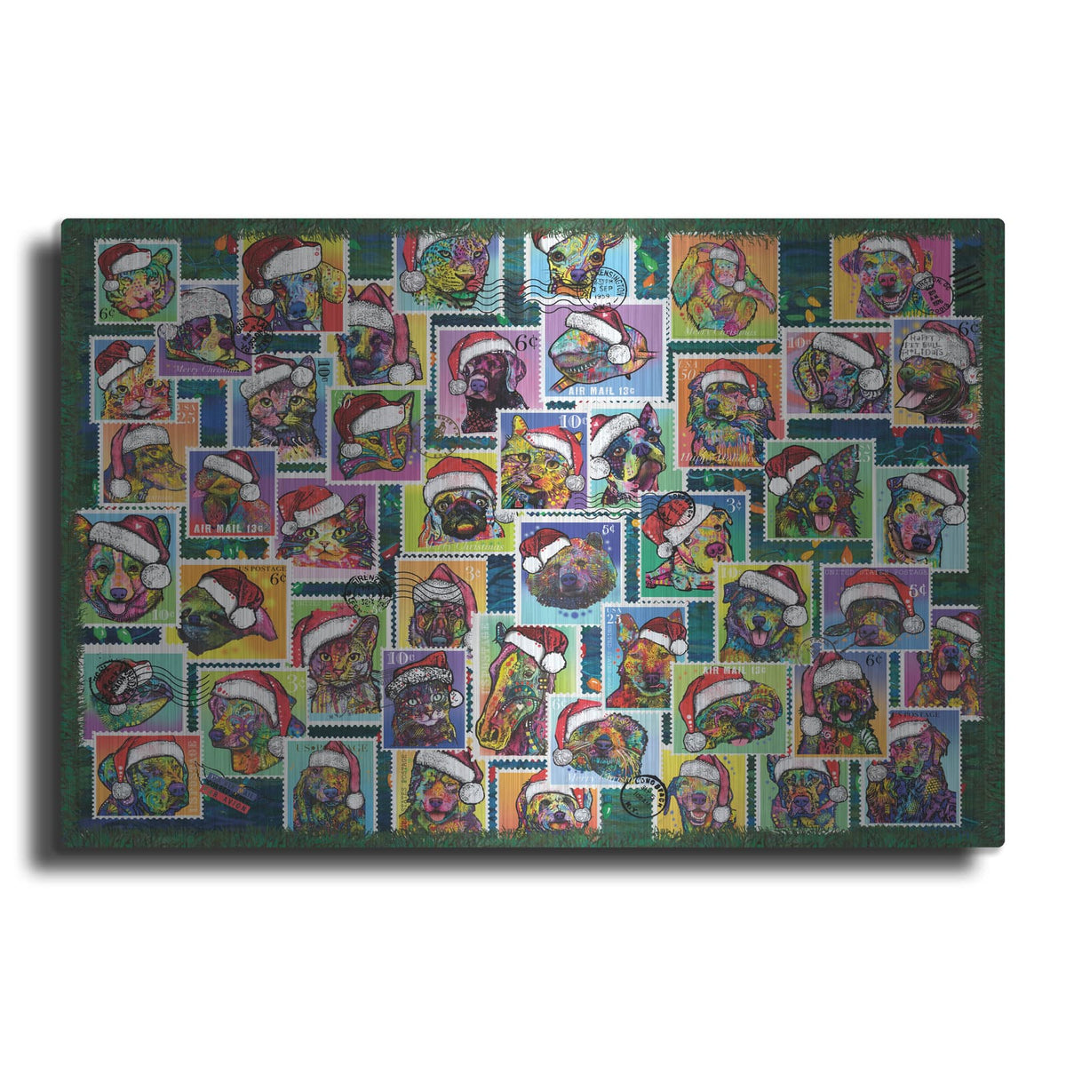 'Santa Hat Animal Stamps' by Dean Russo – Metal Wall Art
