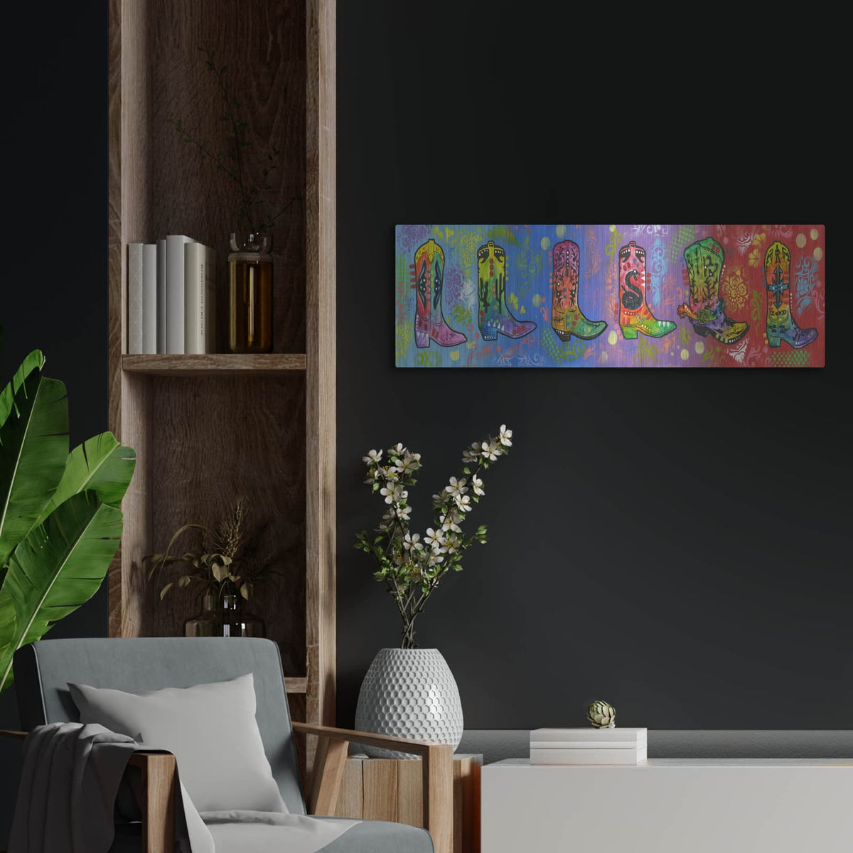 'Line Dance' by Dean Russo – Metal Wall Art, 36x12 room view