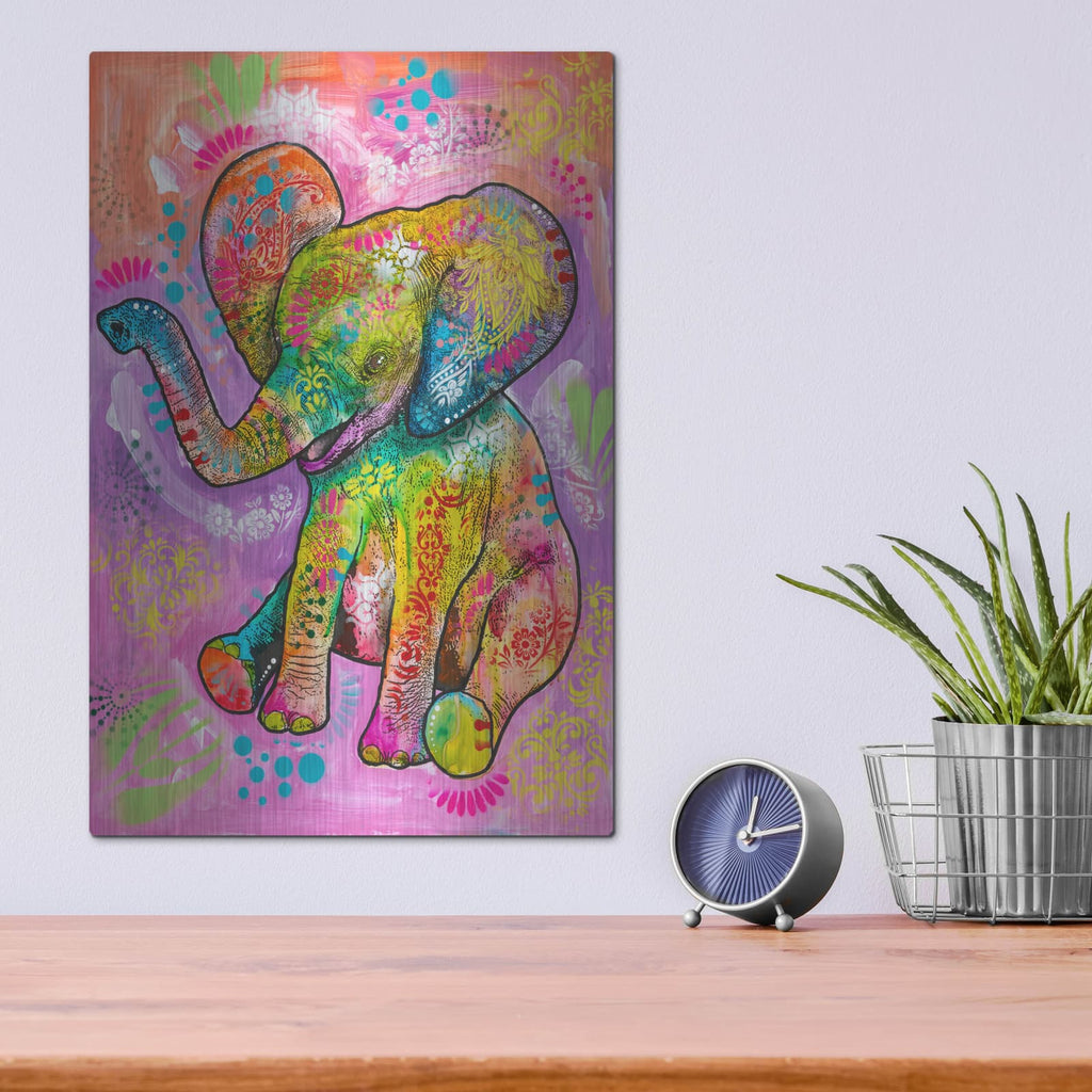 'Aminal Bebees - Elephant Sit' by Dean Russo – Metal Wall Art, 12x16 room view
