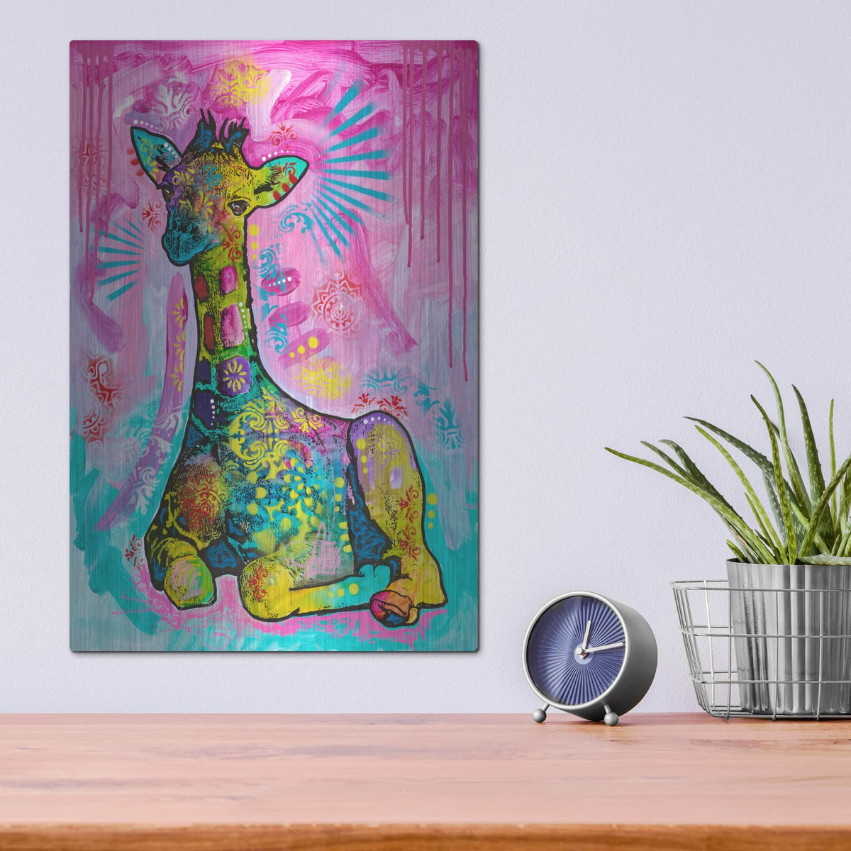 'Aminal Bebees - Giraffe Chilin' by Dean Russo – Metal Wall Art, 12x16 room view