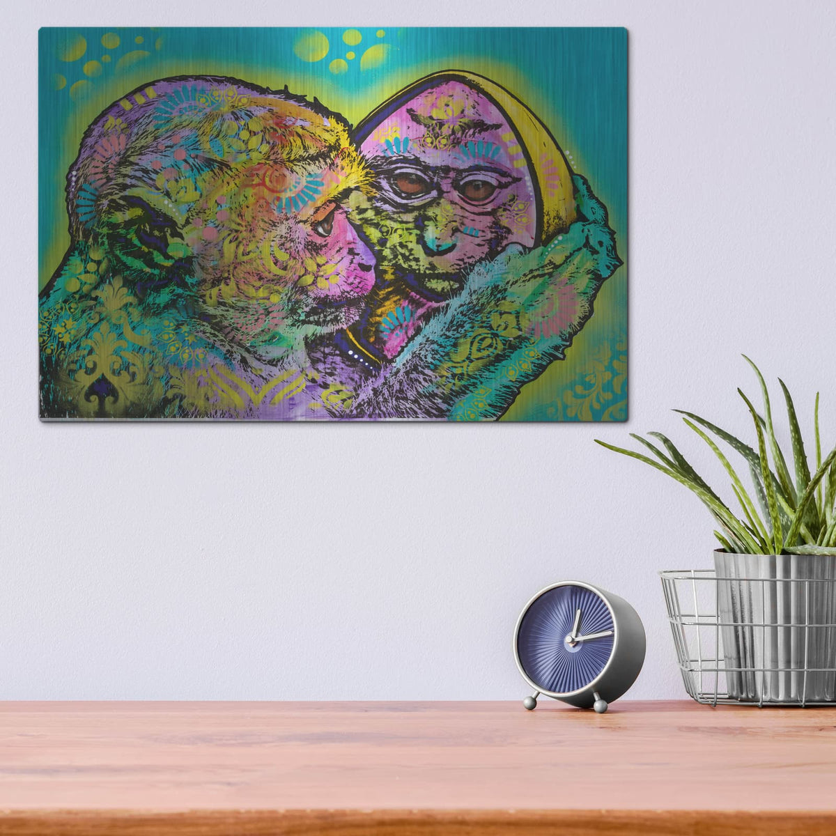 'Aminal Bebees - Lil Monkey Reflection' by Dean Russo – Metal Wall Art, 16x12 room view