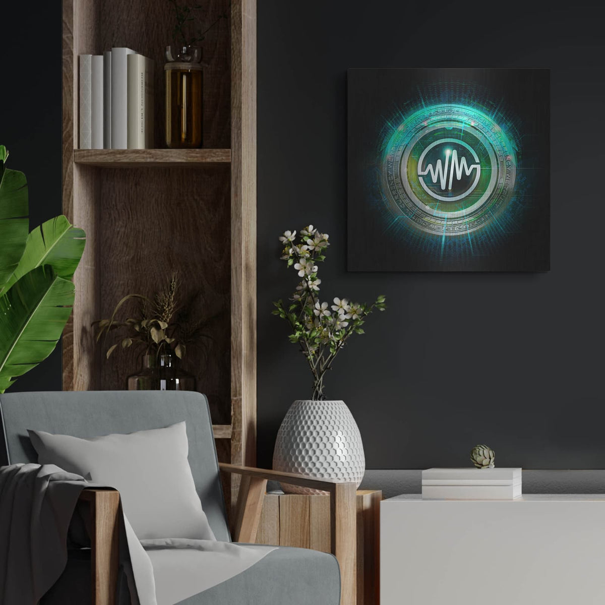 'Wagmi Wemix Crypto' by Valentyn Artemenko – Metal Wall Art, 24x24 room view
