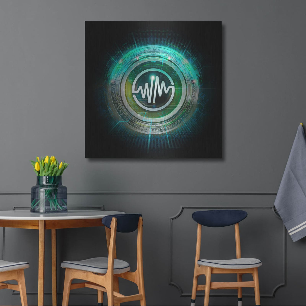 'Wagmi Wemix Crypto' by Valentyn Artemenko – Metal Wall Art, 36x36 room view