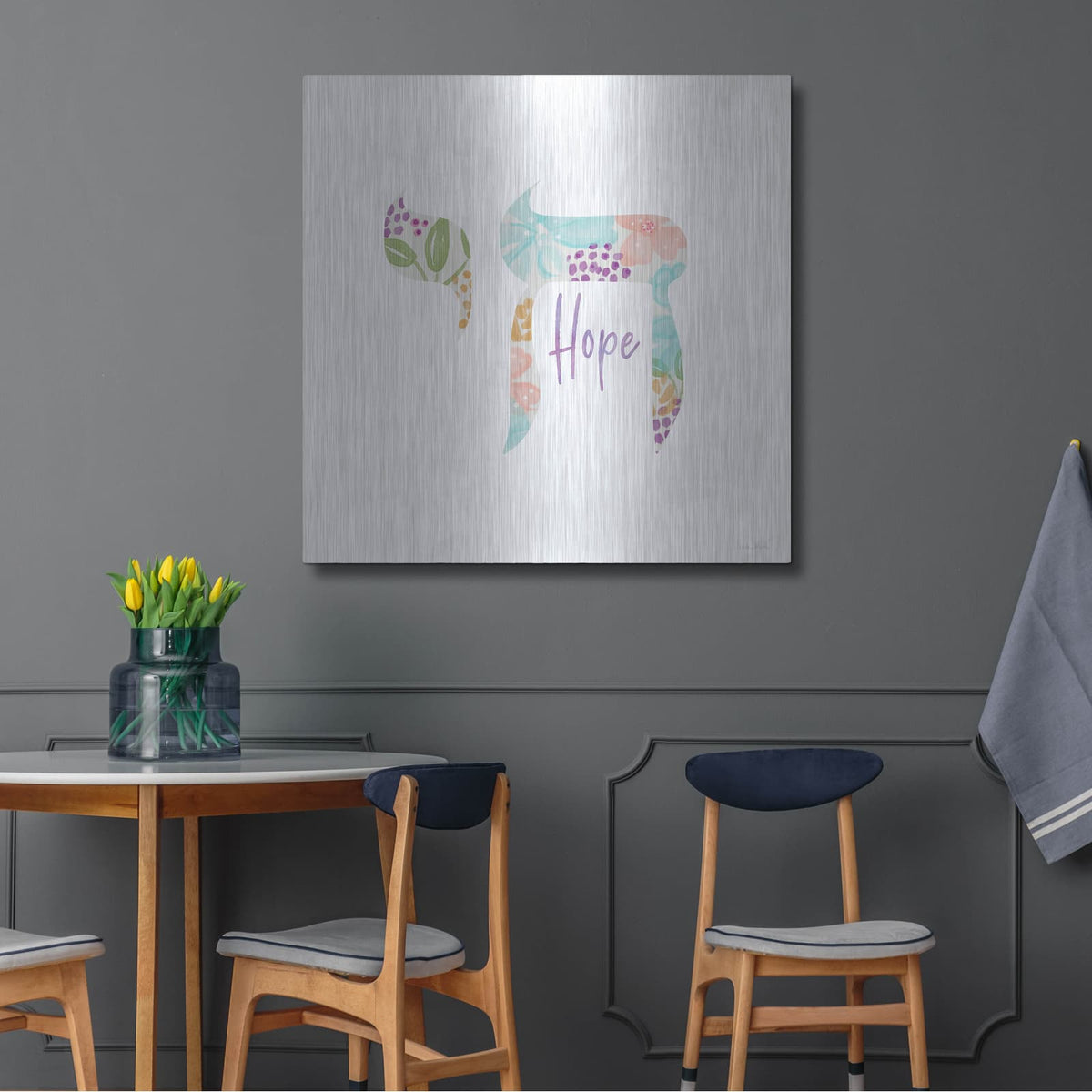 'Chai Hope' by Linda Woods – Metal Wall Art, 36x36 room view