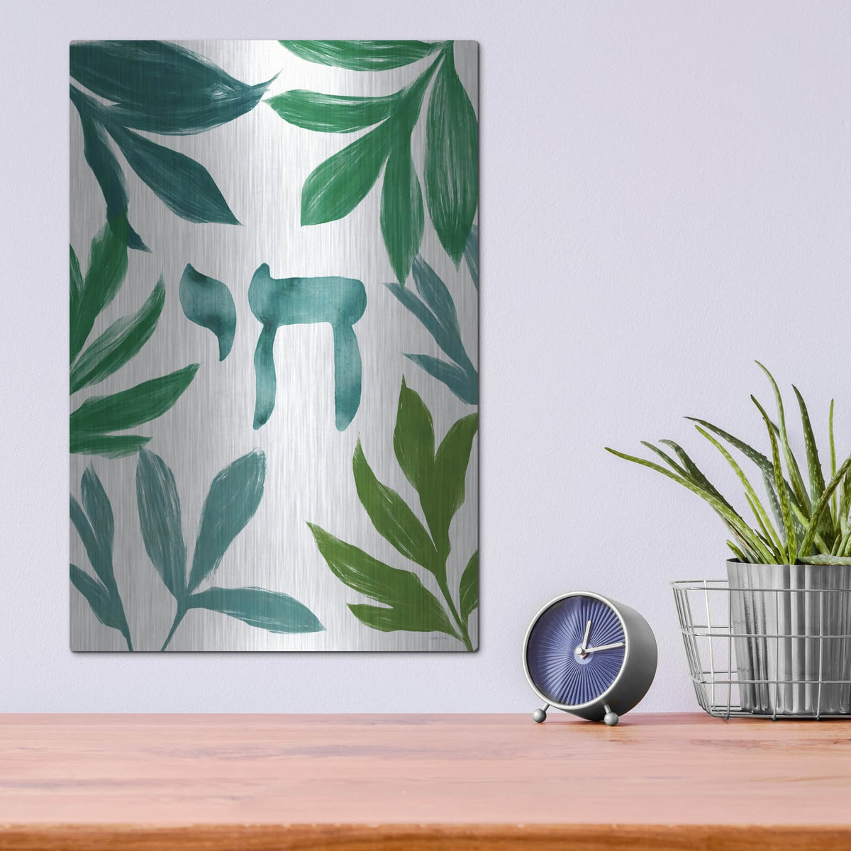 'Chai With Leaves' by Linda Woods – Metal Wall Art, 12x16 room view