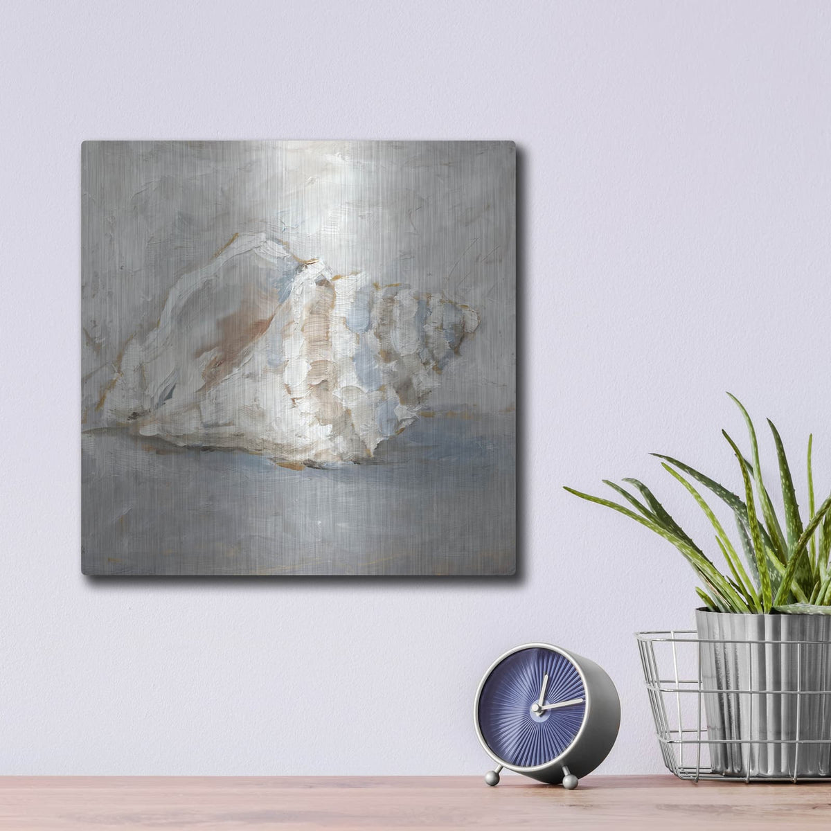 'Blue Shell Study 2' by Ethan Harper – Metal Wall Art, 12x12 room view