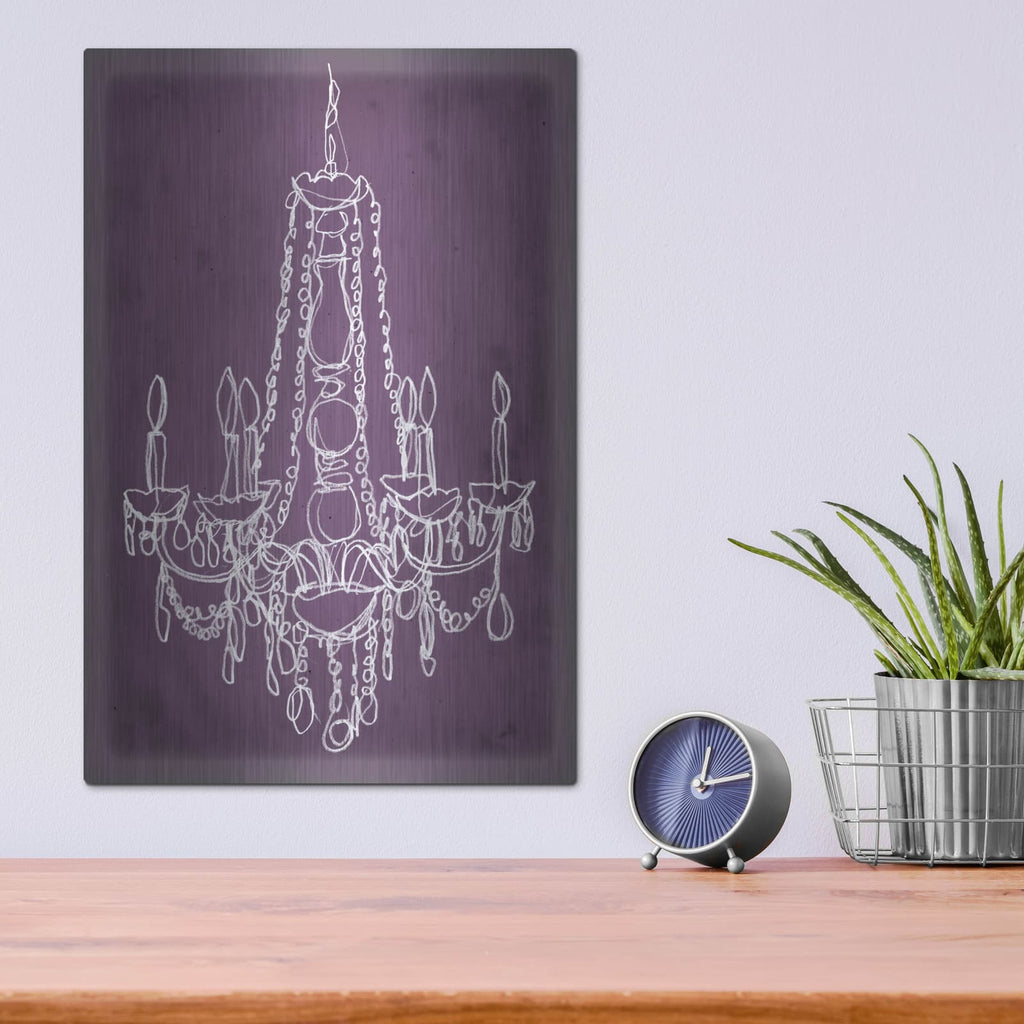 'Plum Chandelier Sketch 1' by Ethan Harper – Metal Wall Art, 12x16 room view