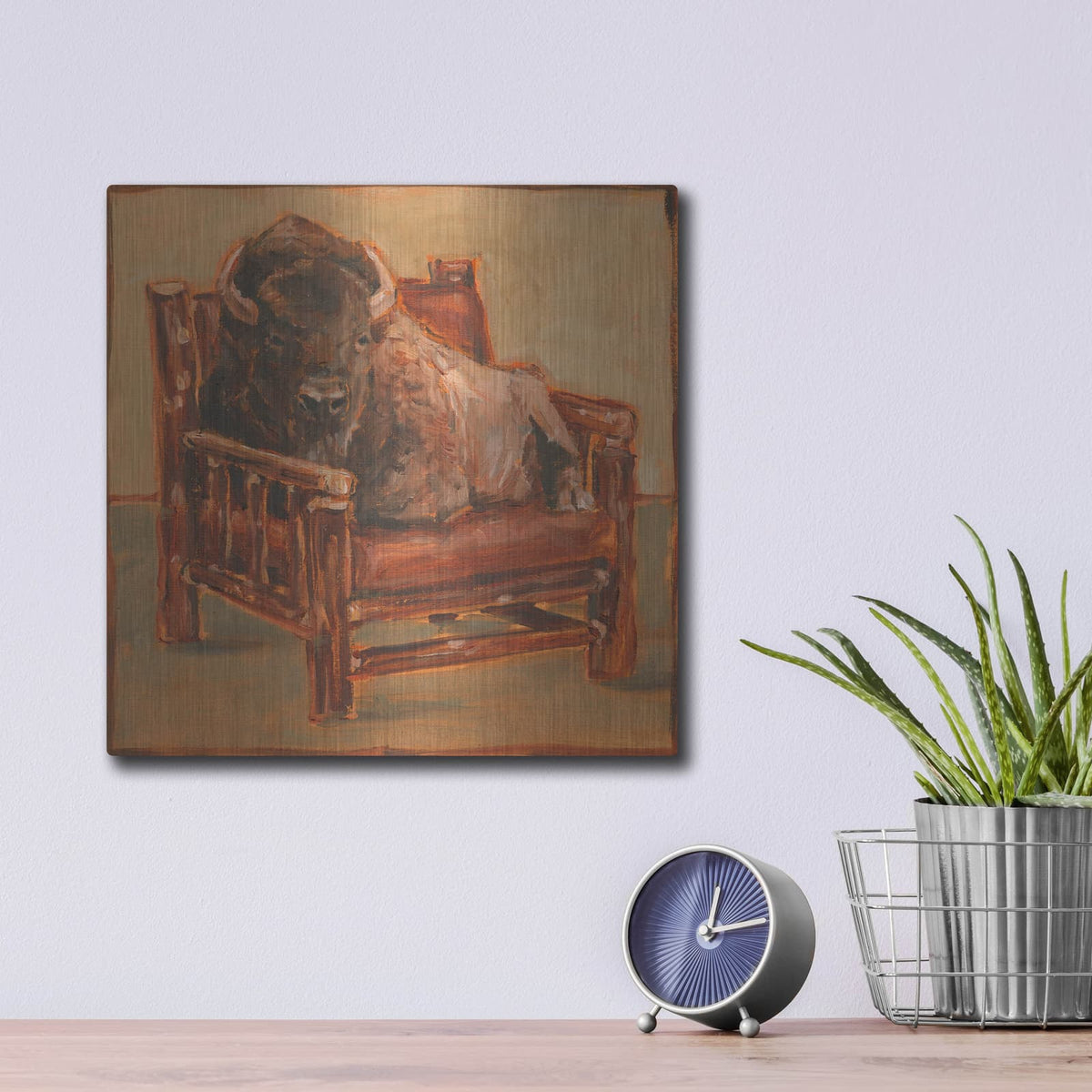 'Lodge Friends 1' by Ethan Harper – Metal Wall Art, 12x12 room view