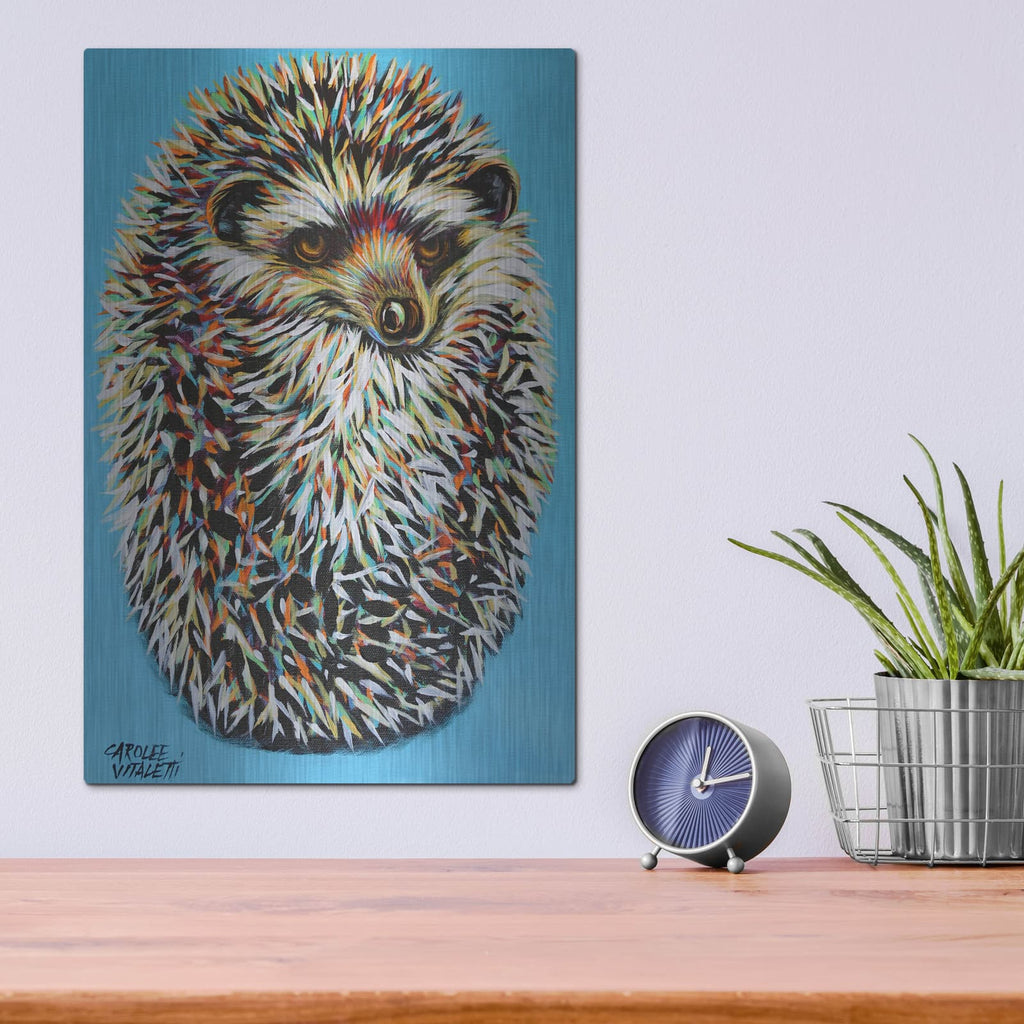 'Blue Hedgehog' by Carolee Vitaletti – Metal Wall Art, 12x16 room view