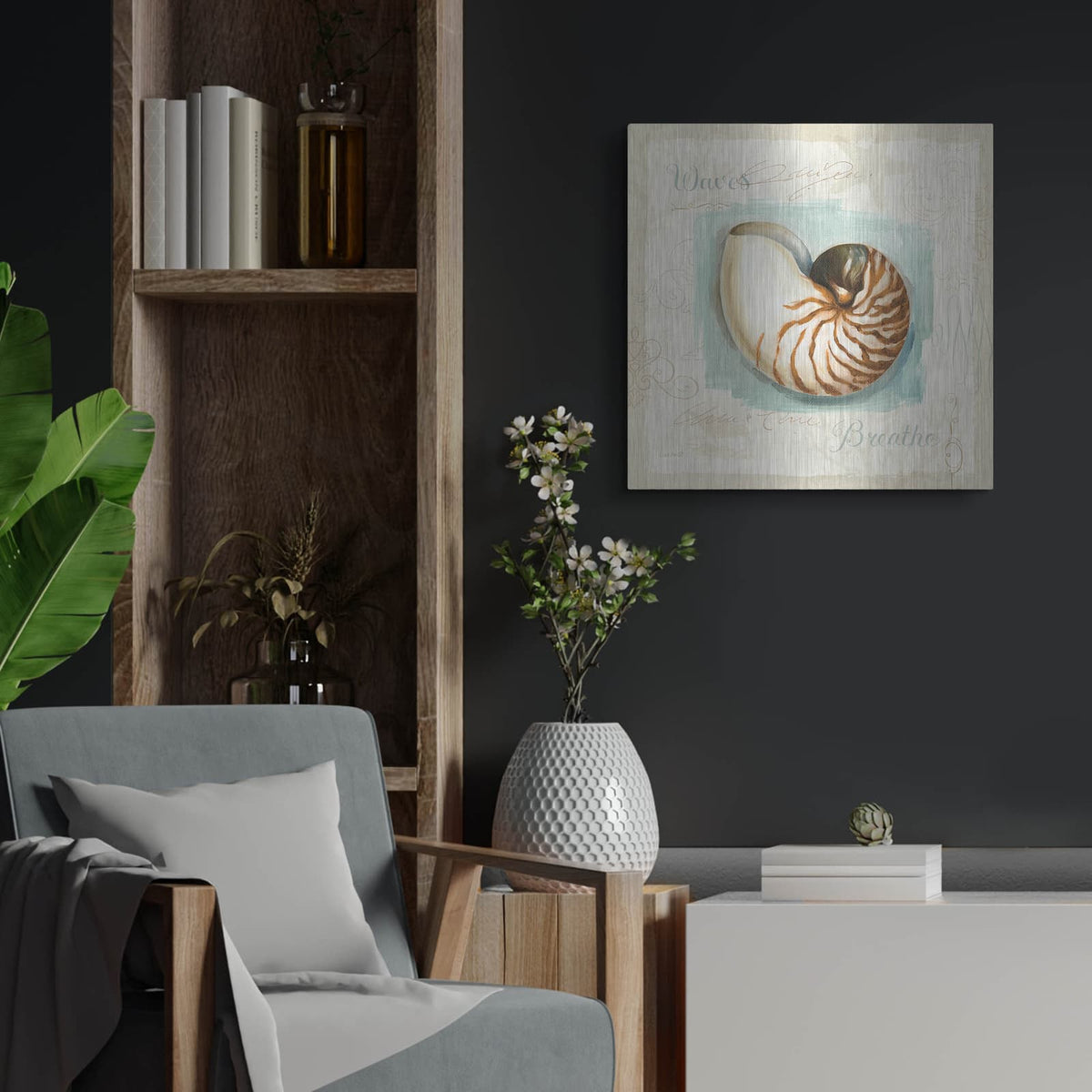 'Coastal Jewels II' by Lisa Audit – Metal Wall Art, 24x24 room view