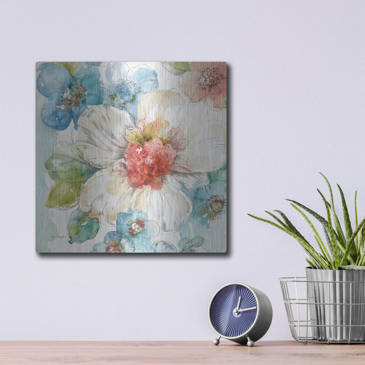 'Summer Bloom III' by Lisa Audit – Metal Wall Art, 12x12 room view