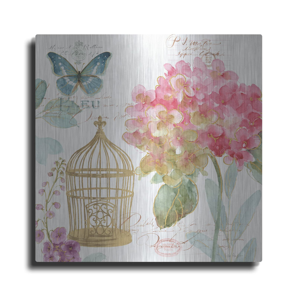 'Rainbow Seeds Floral Birdcage II' by Lisa Audit – Metal Wall Art