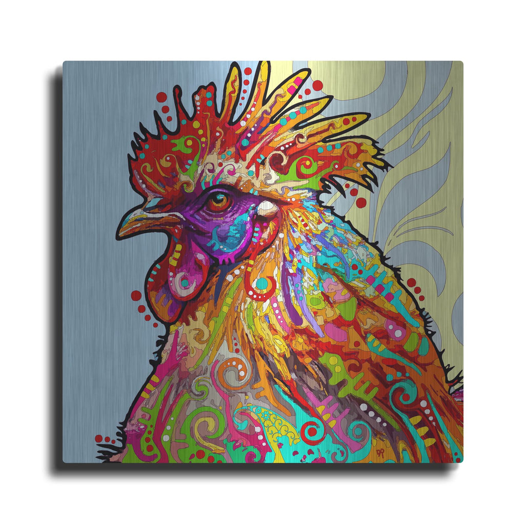 'Attentive Chicken' by Dean Russo – Metal Wall Art
