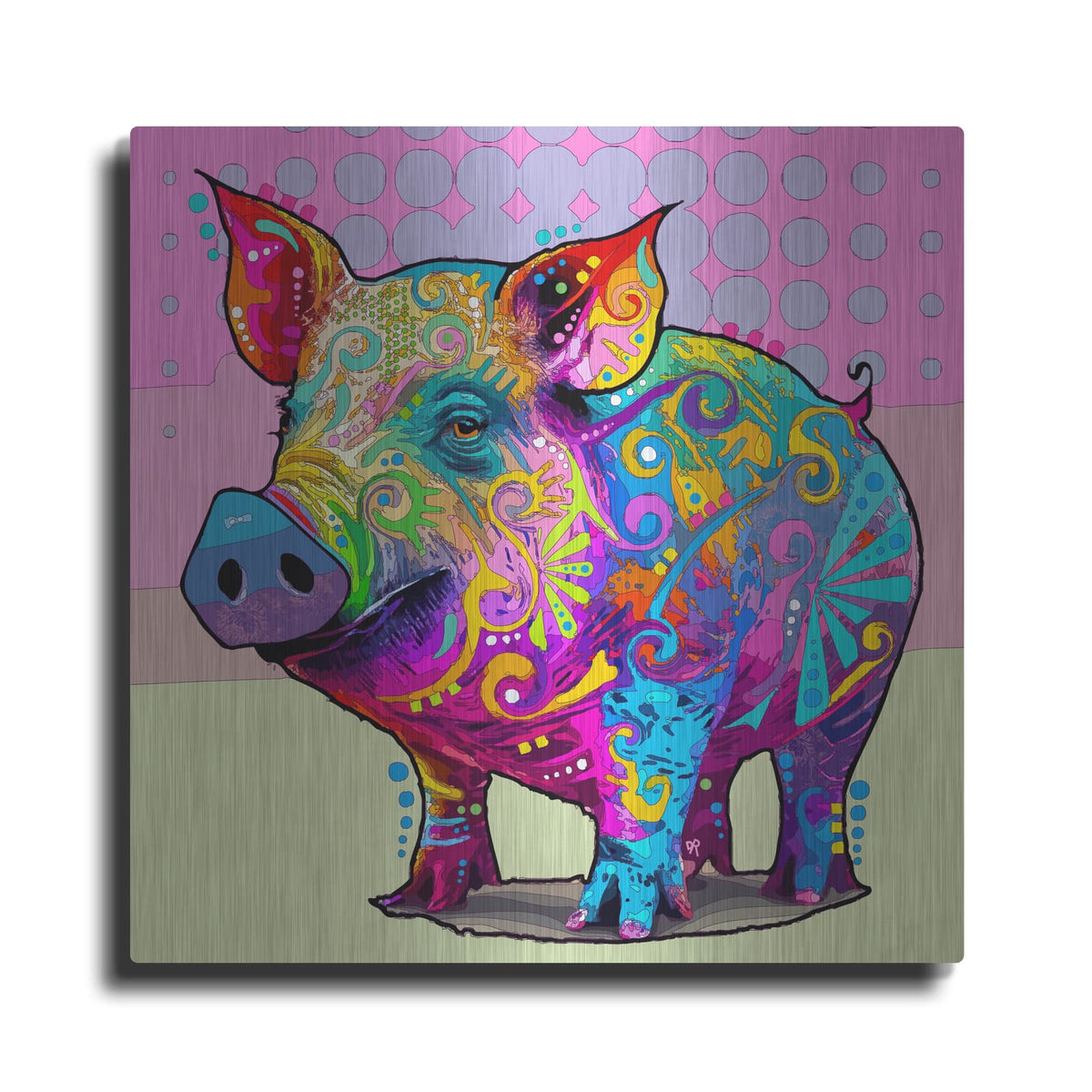'Delighted Pig' by Dean Russo – Metal Wall Art