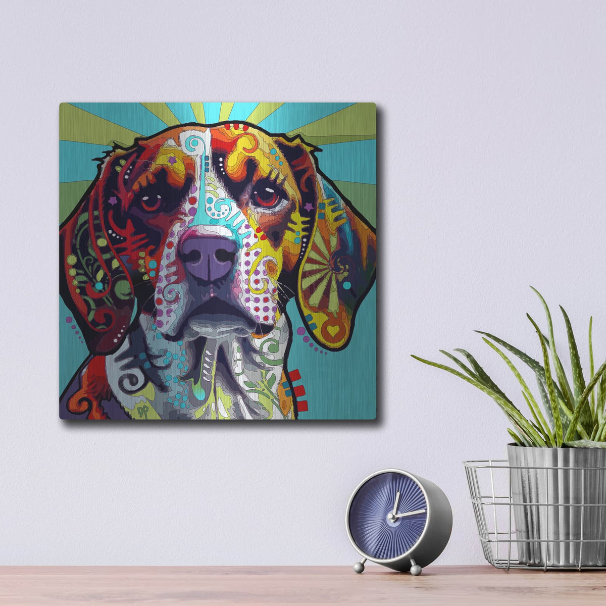 'Leave It To Beagle' by Dean Russo – Metal Wall Art, 12x12 room view