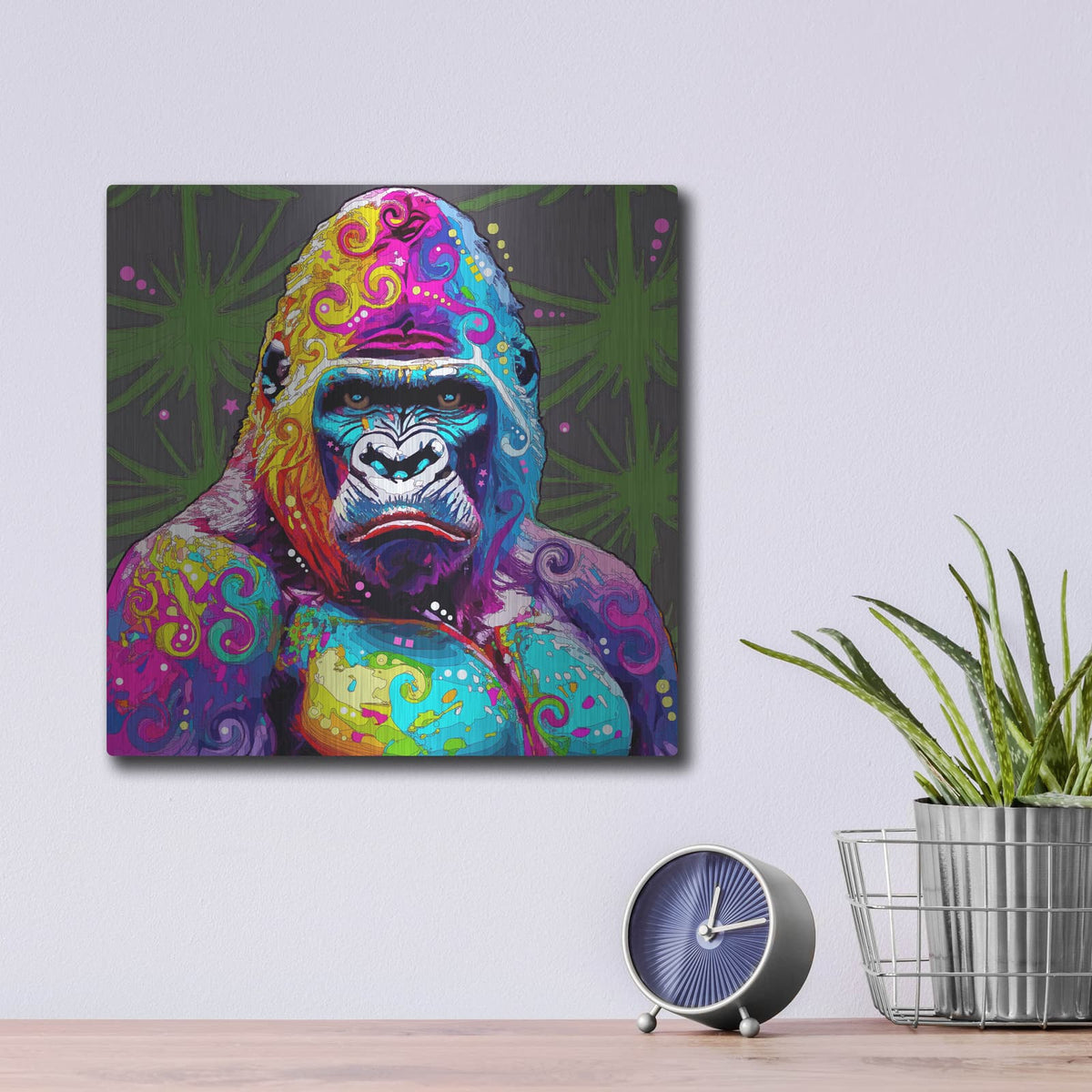 'Gorilla Stare' by Dean Russo – Metal Wall Art, 12x12 room view