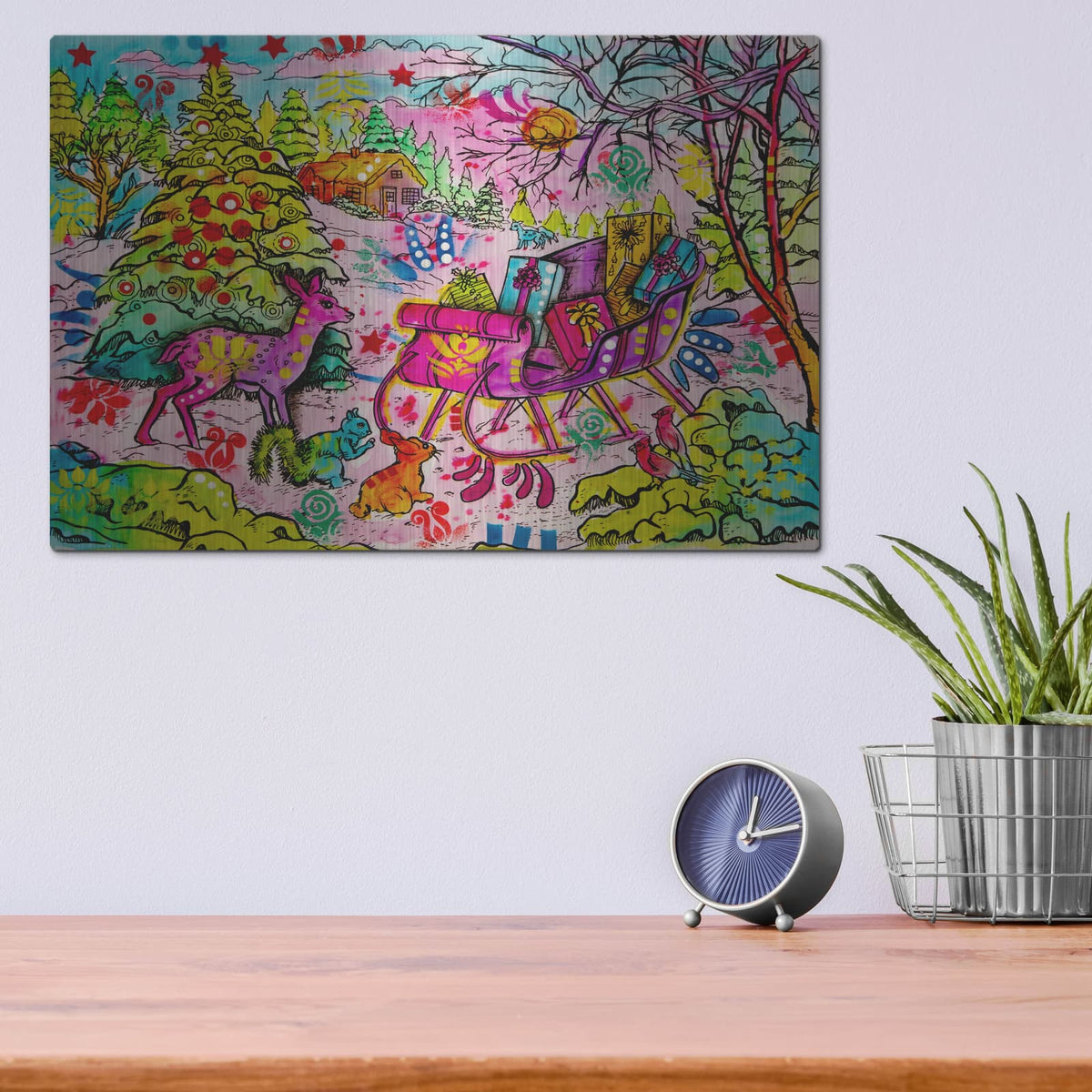 'Dean's Christmas Sleigh' by Dean Russo – Metal Wall Art, 16x12 room view