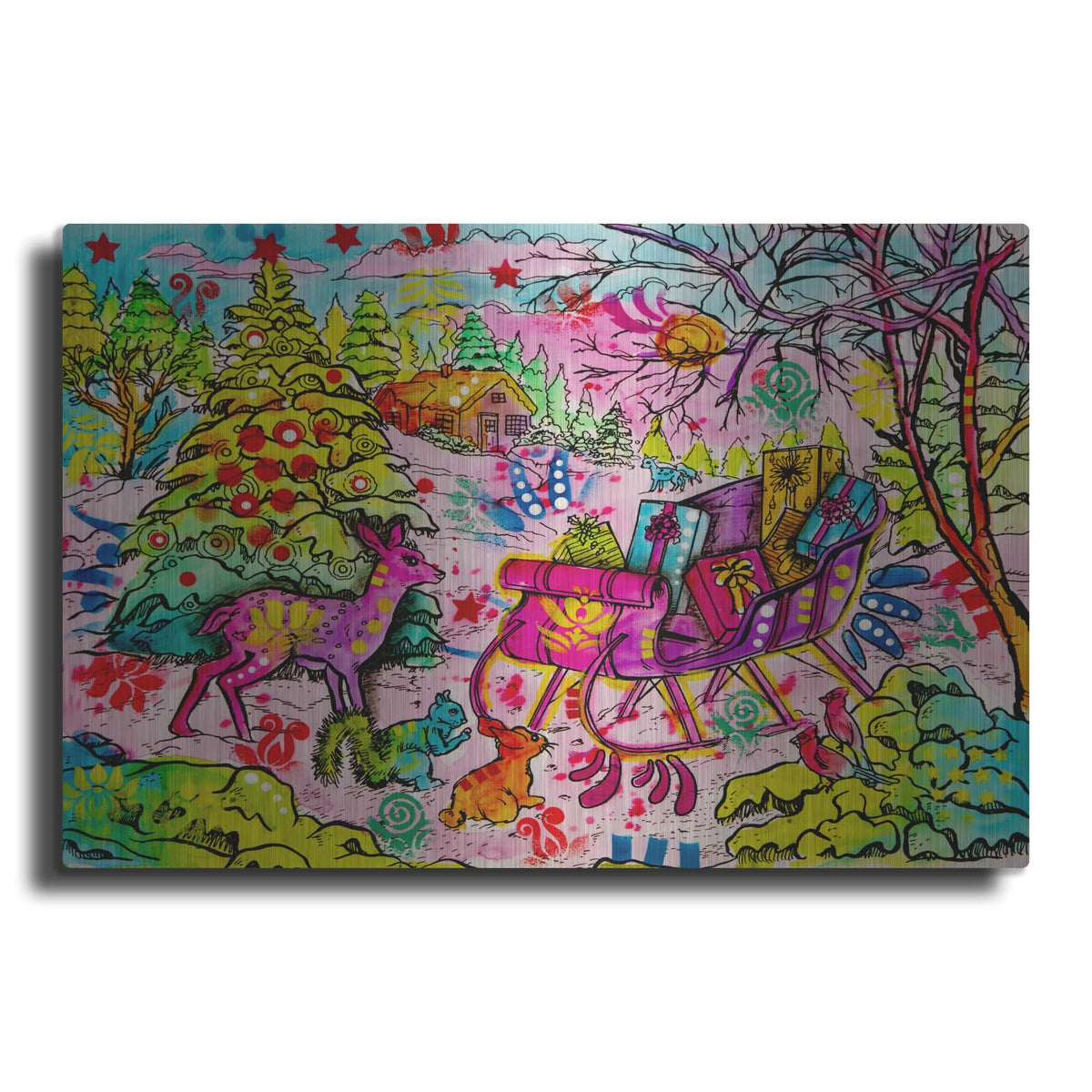 'Dean's Christmas Sleigh' by Dean Russo – Metal Wall Art
