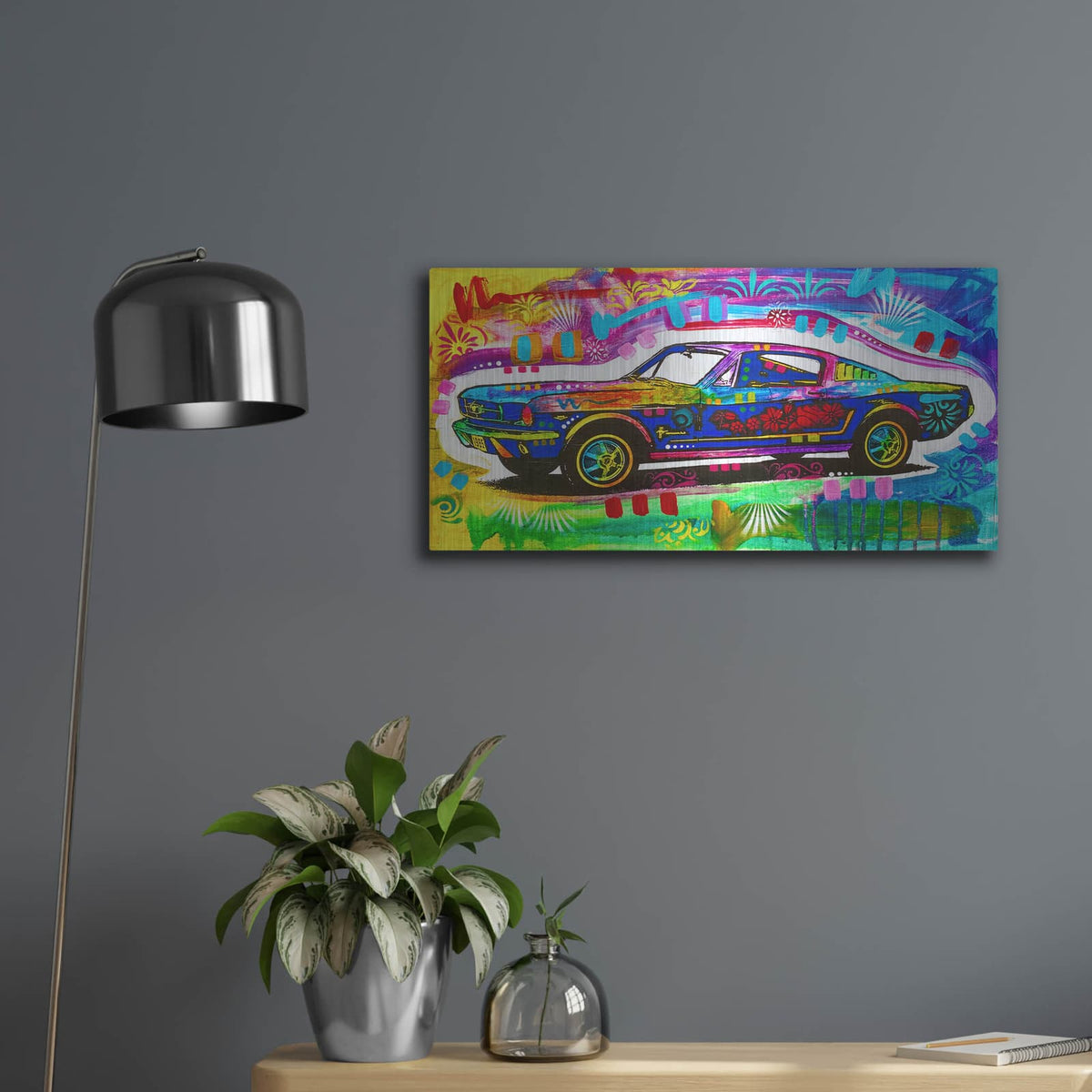 'Mustang' by Dean Russo – Metal Wall Art, 24x12 room view