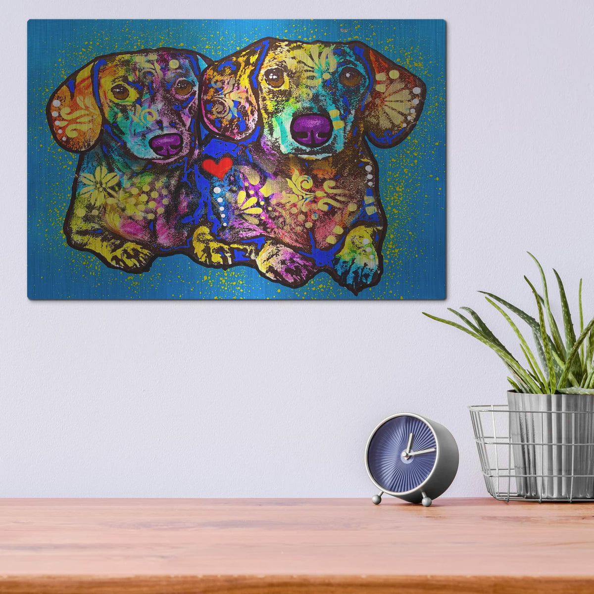 'Two Doxies' by Dean Russo – Metal Wall Art, 16x12 room view