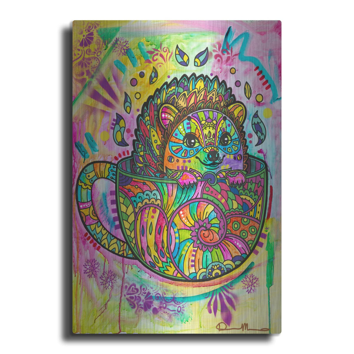'Hedgehog In A Mug' by Dean Russo – Metal Wall Art