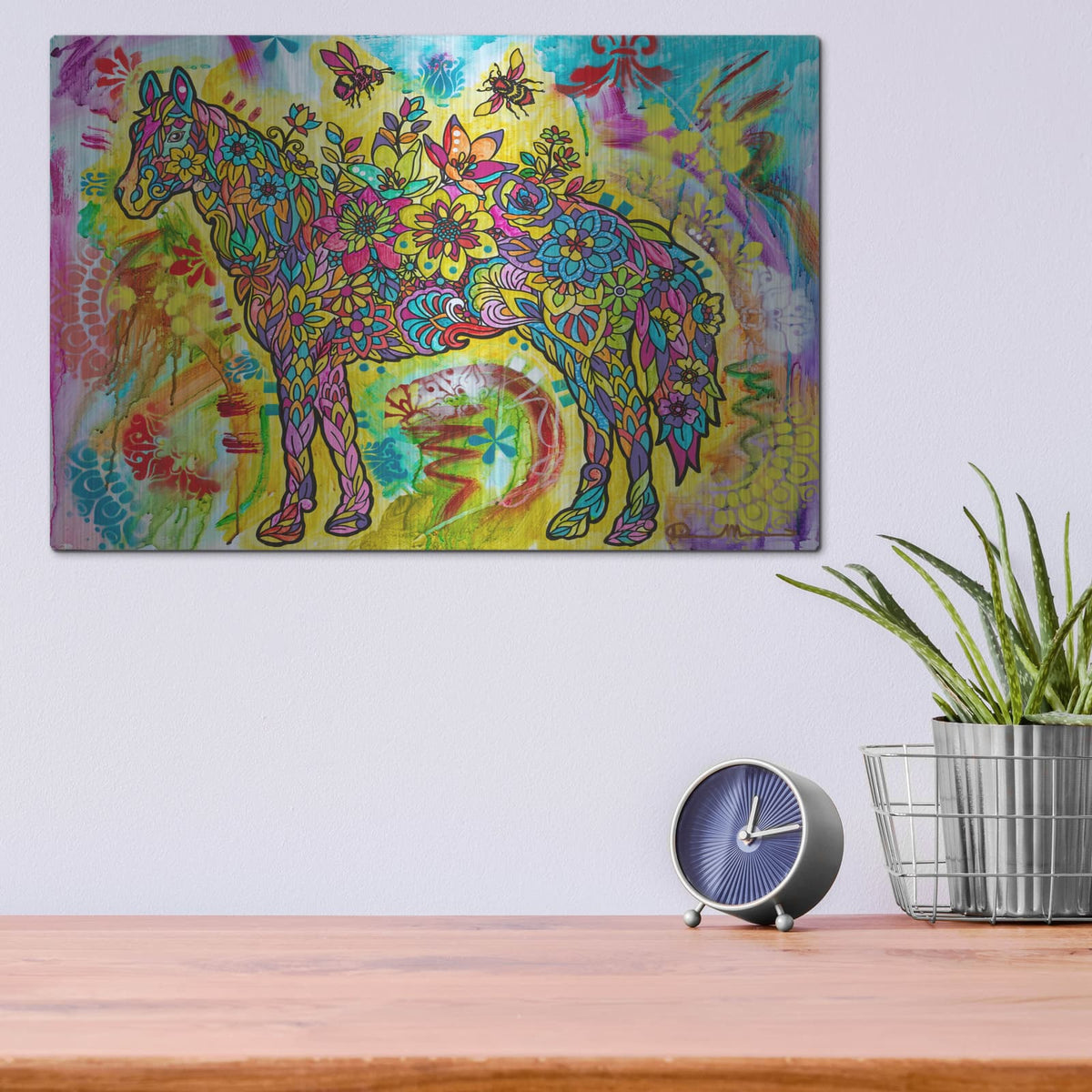 'Flower Horses' by Dean Russo – Metal Wall Art, 16x12 room view