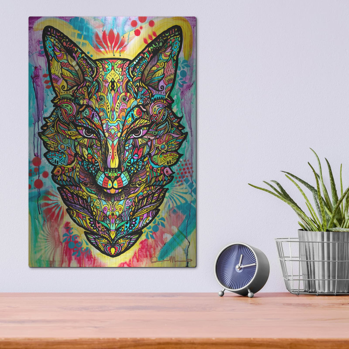 'Spiritual Fox' by Dean Russo – Metal Wall Art, 12x16 room view