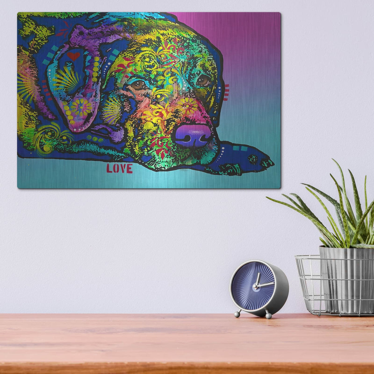 'I Love Lazy Us Time' by Dean Russo – Metal Wall Art, 16x12 room view