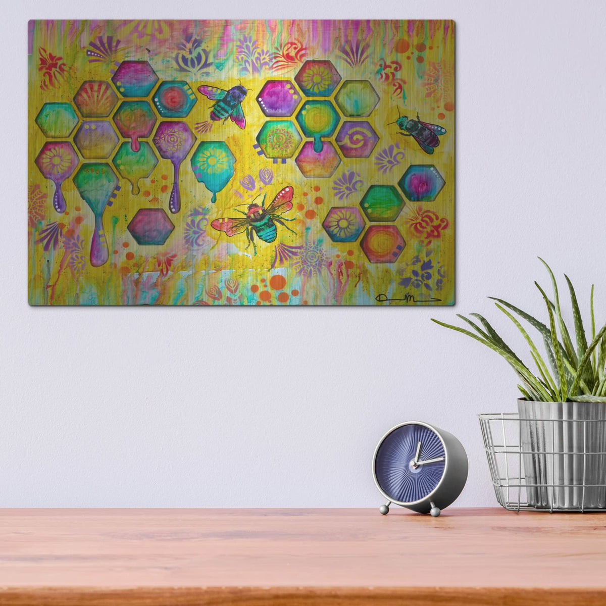 'Dance Of The Honeybees' by Dean Russo – Metal Wall Art, 16x12 room view