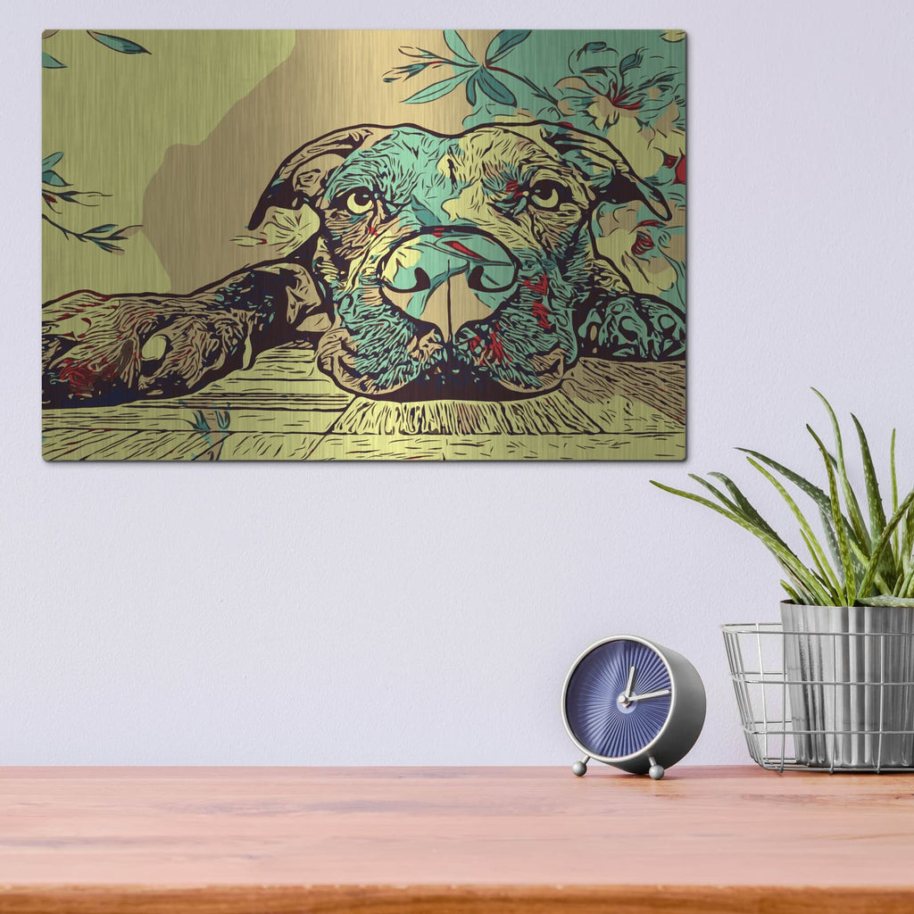 'Pitbull Love Style' by Dean Russo – Metal Wall Art, 16x12 room view