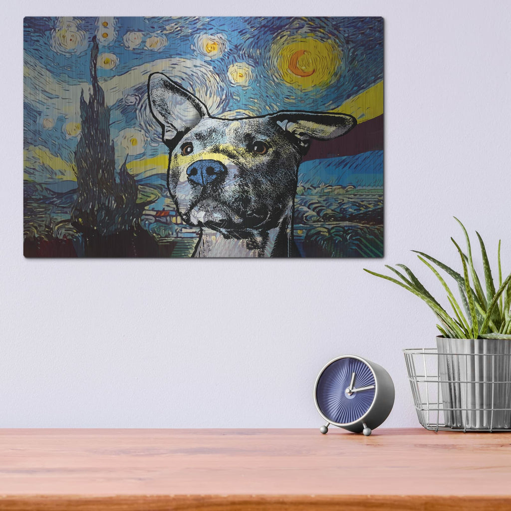 'Starry Pittie' by Dean Russo – Metal Wall Art, 16x12 room view