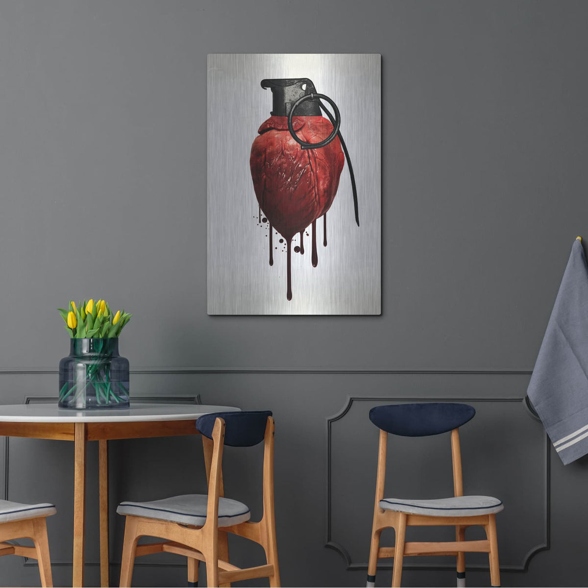 'Heart Grenade' by Nicklas Gustafsson – Metal Wall Art, 24x36 room view