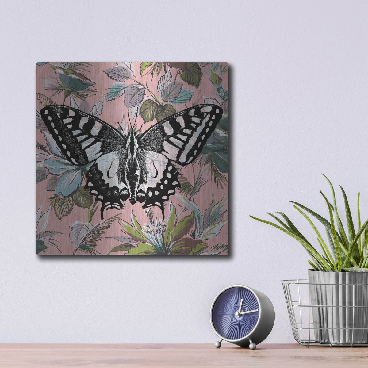 'Butterfly Wallpaper Square' by Dean Russo – Metal Wall Art, 12x12 room view