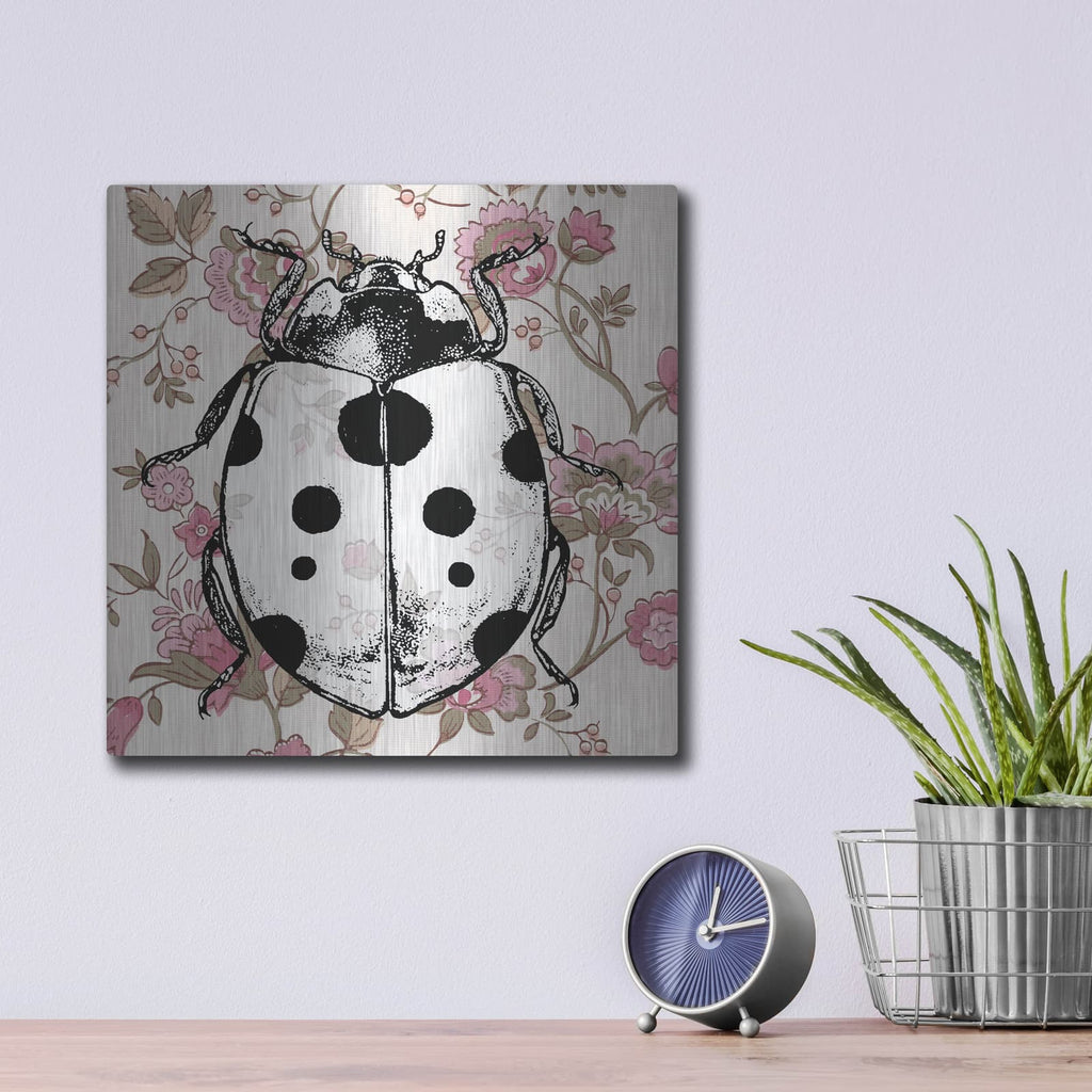 'Ladybug Wallpaper Square' by Dean Russo – Metal Wall Art, 12x12 room view