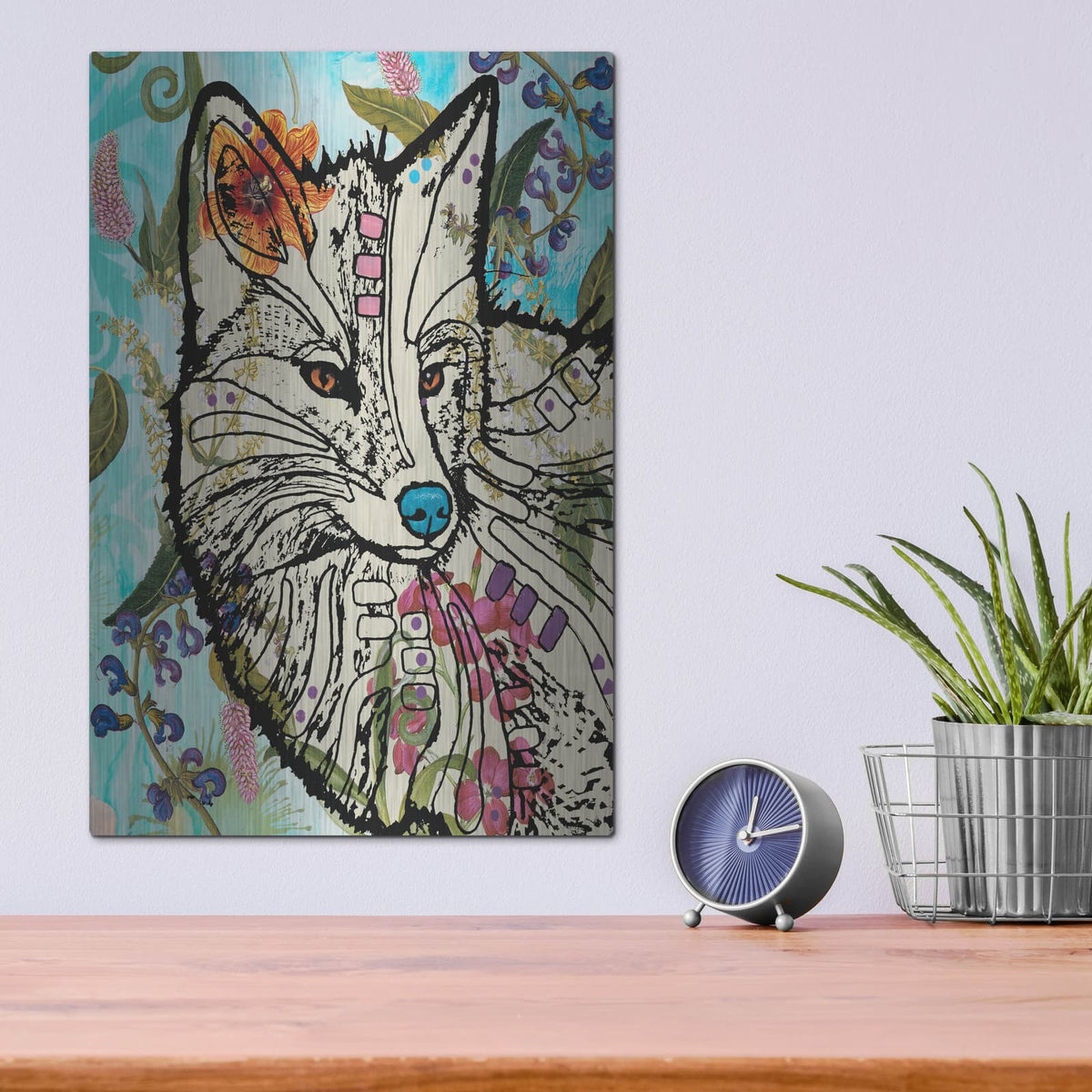 'Wallpaper Fox' by Dean Russo – Metal Wall Art, 12x16 room view