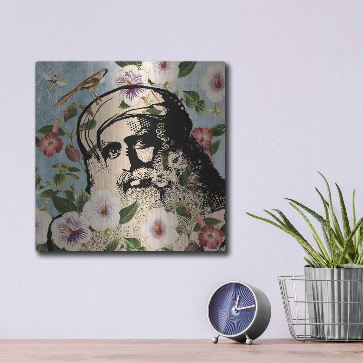 'Wallpaper Sadh Guru' by Dean Russo – Metal Wall Art, 12x12 room view