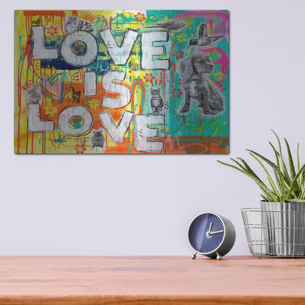 'Love Is Love' by Dean Russo – Metal Wall Art, 16x12 room view