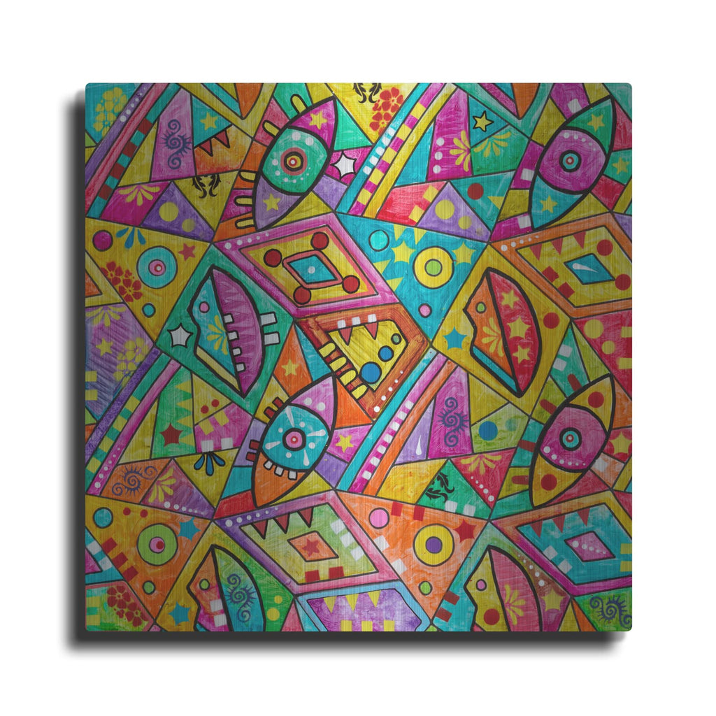 'Geometry Eyes And Lips' by Dean Russo – Metal Wall Art