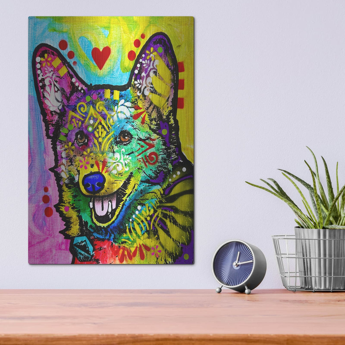 'Happy Corg' by Dean Russo – Metal Wall Art, 12x16 room view