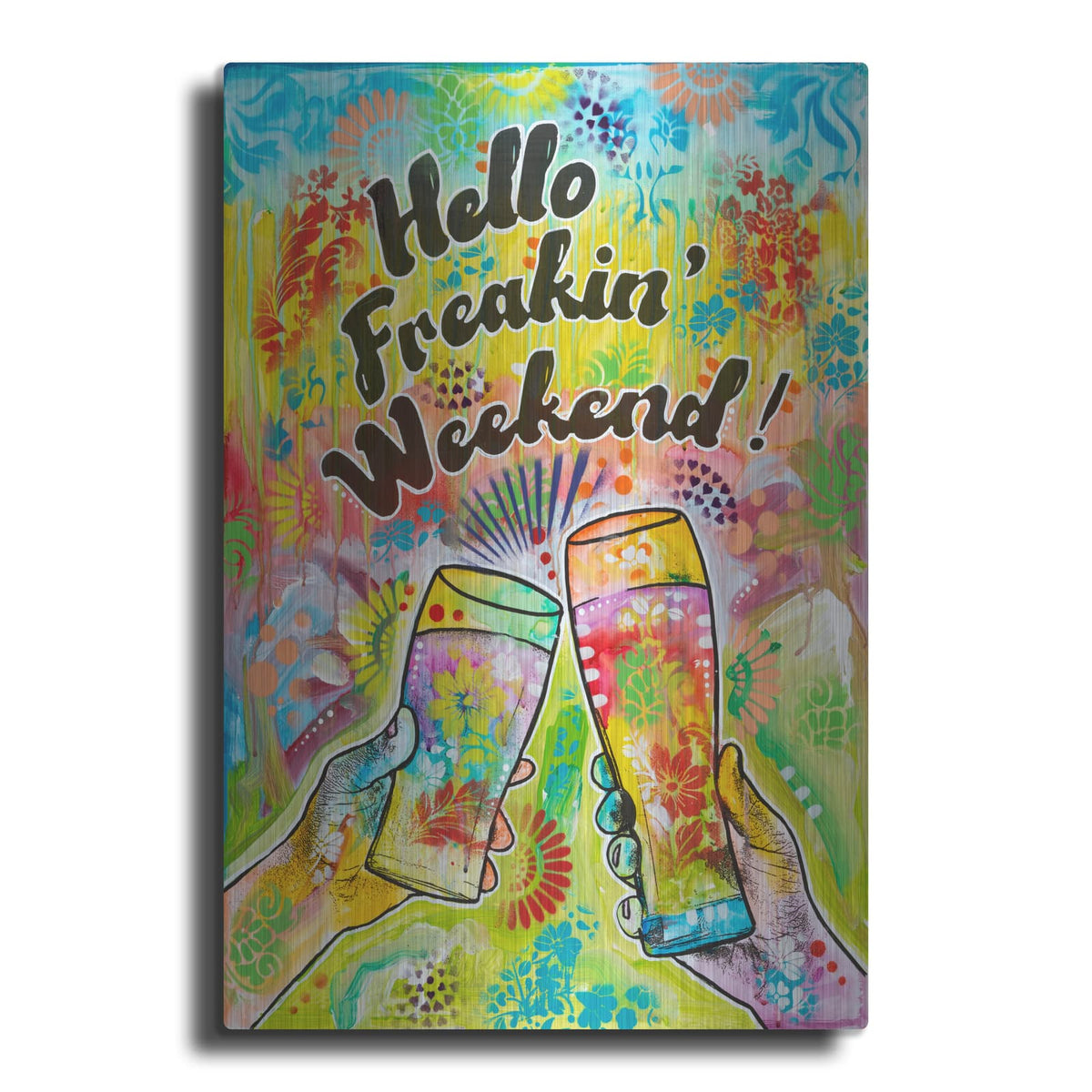 'Cheers - Hello Freakin Weekend' by Dean Russo – Metal Wall Art