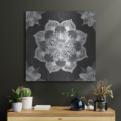 Luxe Metal Art 'Mandala Morning V Black and White' by Anne Tavoletti, Metal Wall Art,24x24